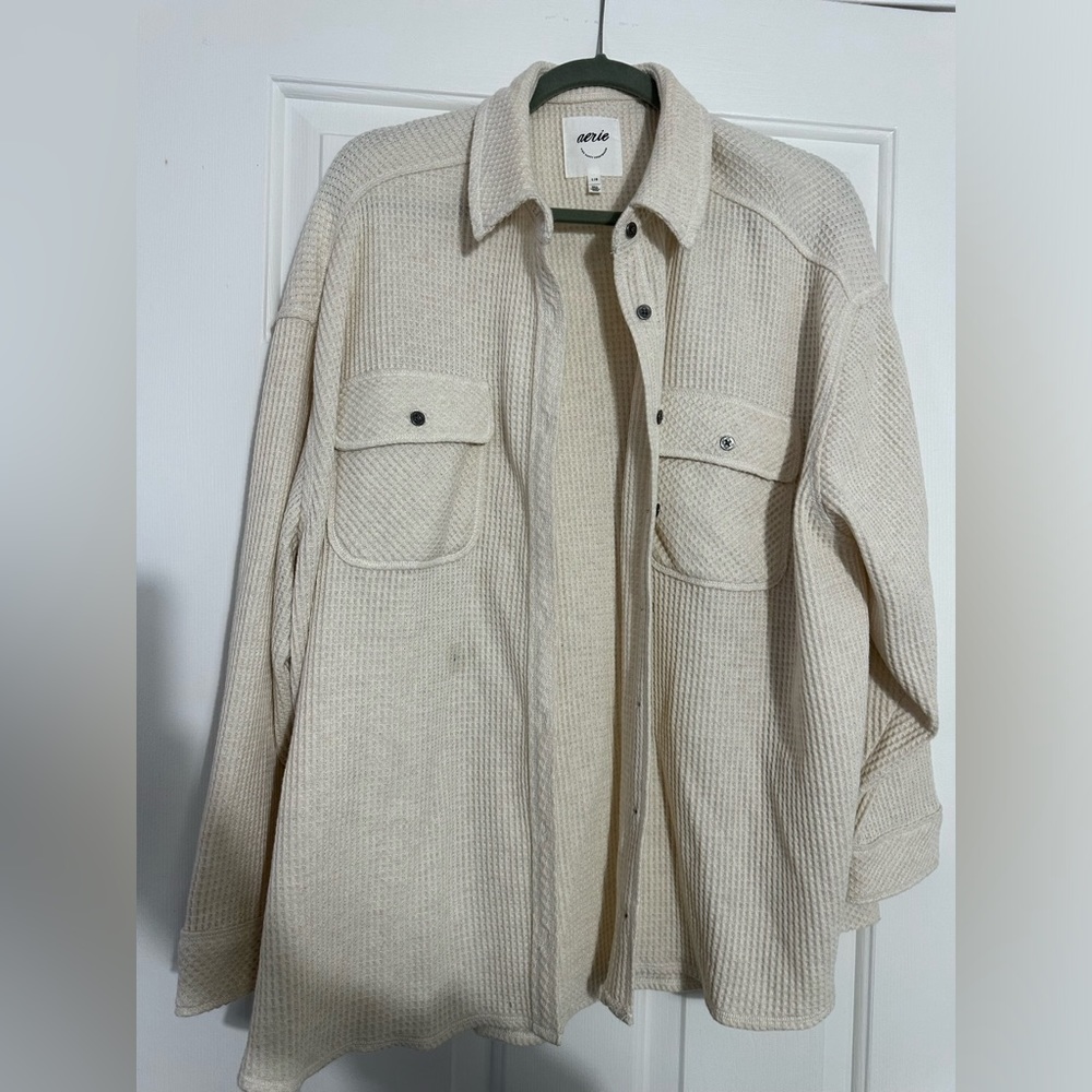 Aerie Size Large Waffle Knit Shacket